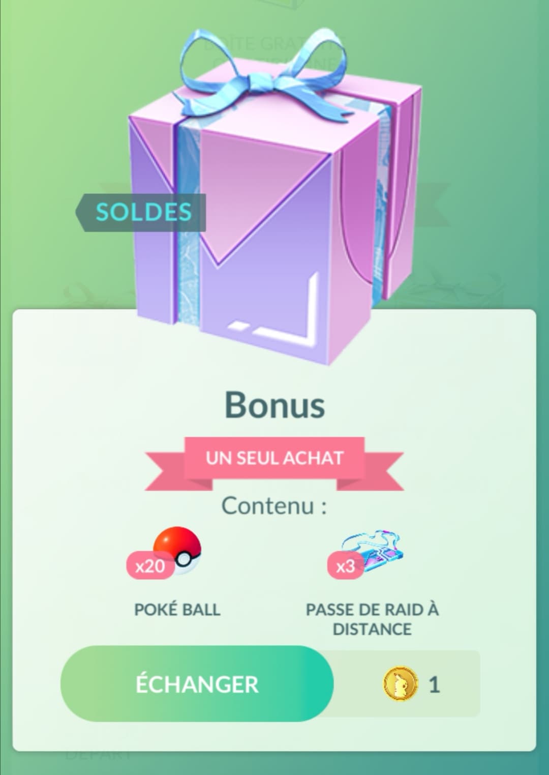Boîte cadeau en promo sur Pokémon GO 20 Poké Ball et 3 Passes de Raid